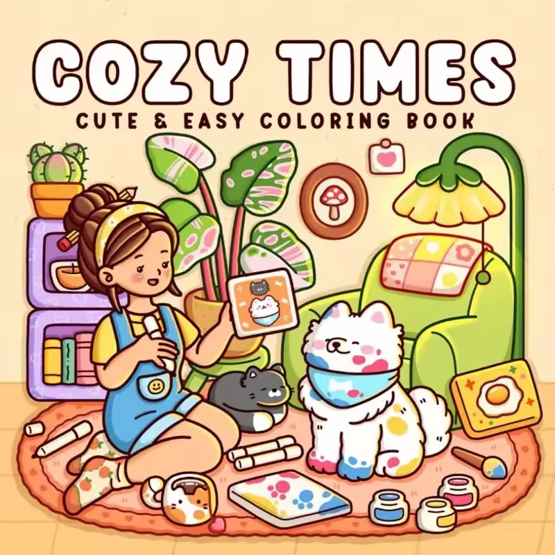 Adult Coloring Book Stress Relief - เวลาแสนสบาย สมุดระบายสีน่ารักและง่ายดายสําหรับผู้ใหญ่ สมุดวาดภาพน่ารัก ของขวัญที่สมบูรณ์แบบสําหรับงานปาร์ตี้และวันเกิด