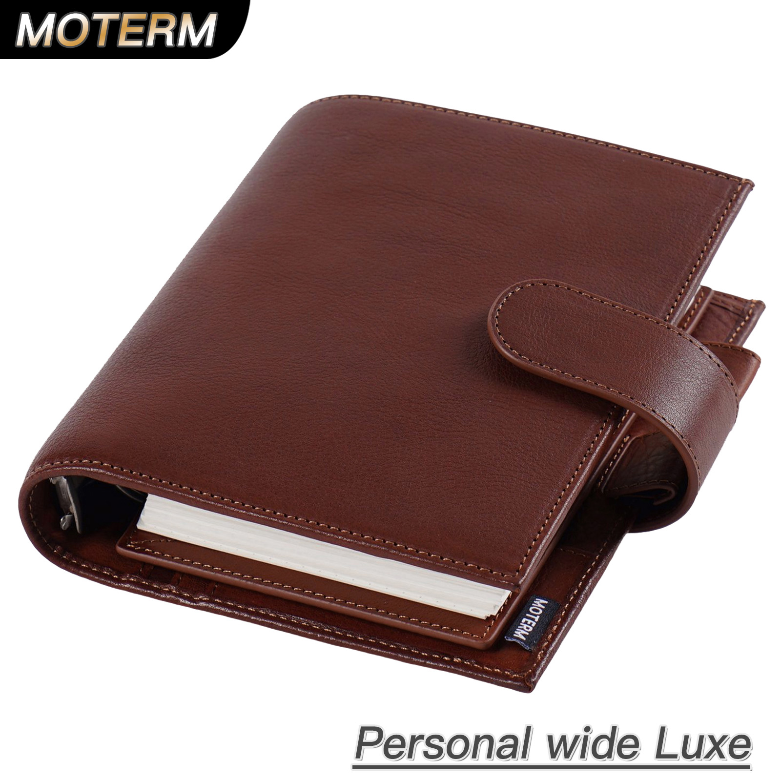 Vintage Leather Journal Notebook - Moterm ผักเต็มกระป๋องหนังส่วนบุคคลขนาดกว้าง Luxe 2.0แหวน Planner Agenda