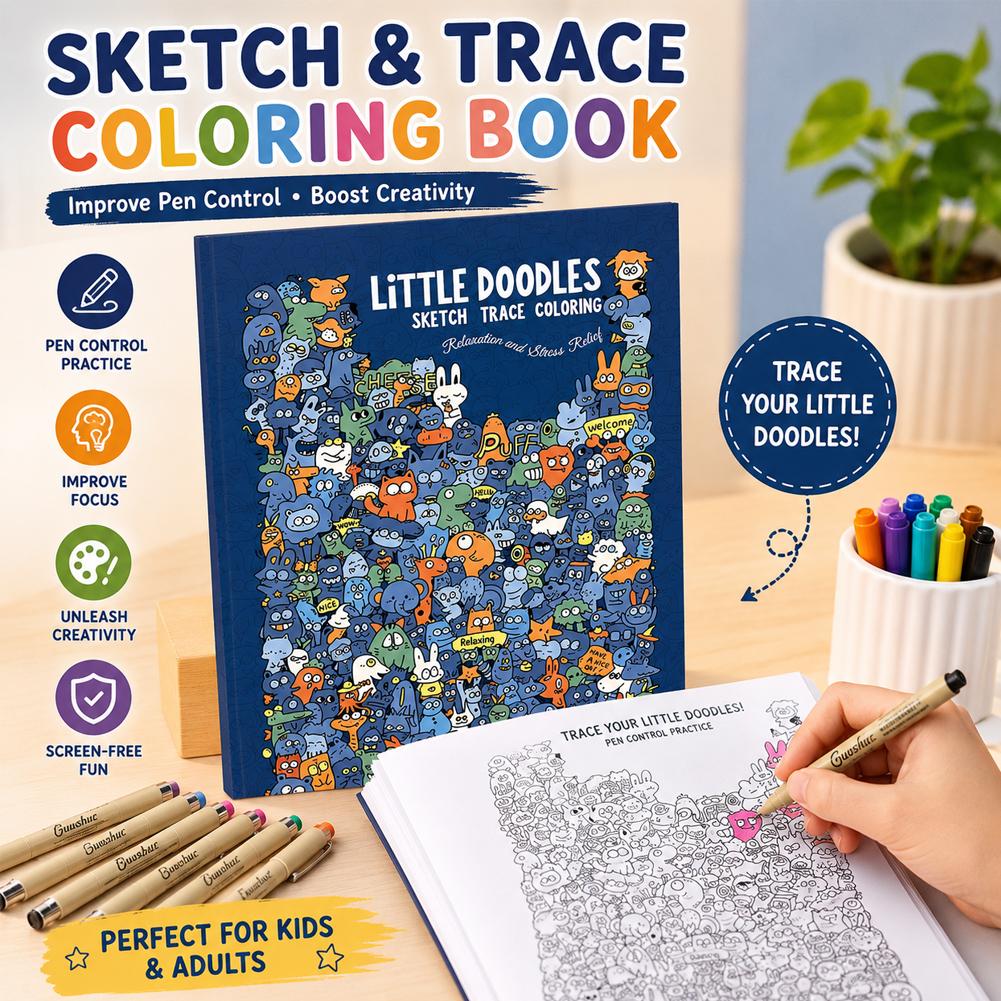 Adult Coloring Book Stress Relief - สมุดระบายสีฝึกวาดเส้น ฝึกควบคุมปากกา ลายเส้นง่ายๆ สมุดสเก็ตช์ คลายเครียด ของขวัญสำหรับเด็กและผู้ใหญ่